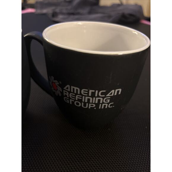 American Refining Group Motor Oil Coffee Cups Mugs Lot Of 2 Black White READ - Picture 3 of 7